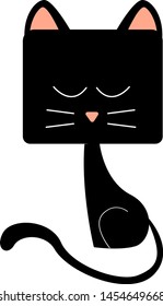 Black cat, illustration, vector on white background.