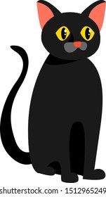 Black cat, illustration, vector on white background.