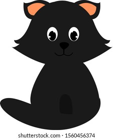 Black cat, illustration, vector on white background.