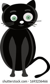 Gato negro, ilustración, vector sobre fondo blanco