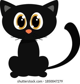 Black cat, illustration, vector on white background