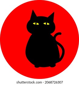 Black cat, illustration, vector, on a white background.