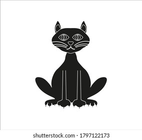 gato negro, ilustración para diseño web y móvil.