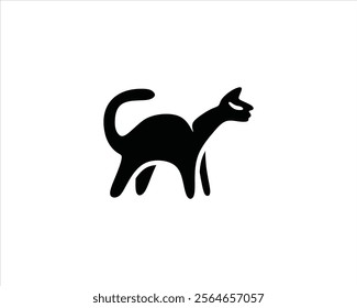 black cat image logo design vector illustration