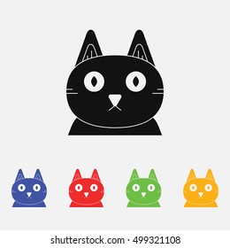 Black cat isolated. Halloween vector illustration
