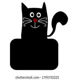 Gato negro aislado en el fondo blanco.
