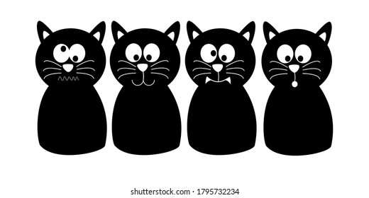 Black cat isolated on white background.
