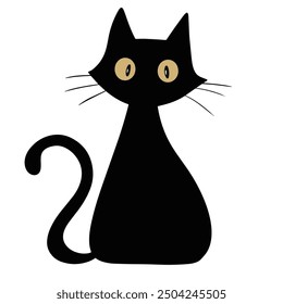 Black cat isolated on white background