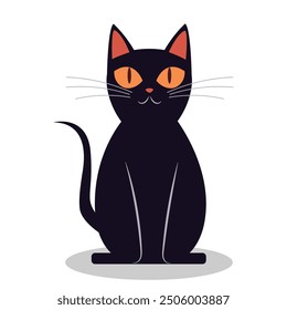 A black cat isolated on a white background. Vector illustration. It can be used in web design, printing, textiles
