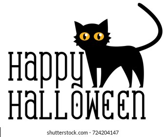 Black cat isolated on white background