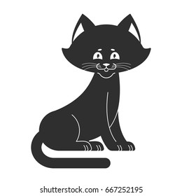 Black cat isolated. Sweetheart Kitten home pet