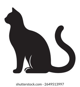 Black cat isolated vector art on a white background