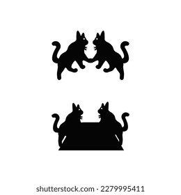 Black cat jumping logo design 