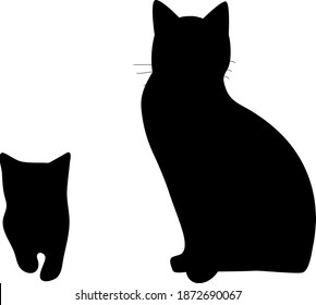 black cat and kitten silhouette