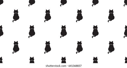 Black Cat Kitten Cat Tail Full Seamless Pattern / Wallpaper / Background