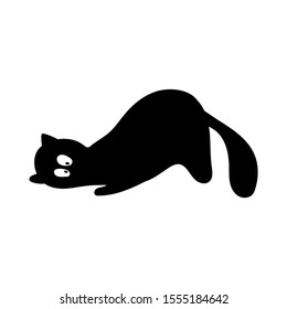 black cat with a lazy pose. pets with isolated white background.