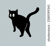 Black Cat Leaving and Looking Back