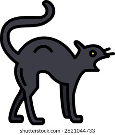 Black Cat Line Filled Vector Icon Design