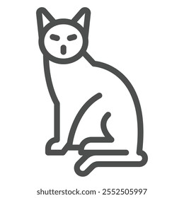 Black cat line icon, domestic pet concept. Vector graphics. Wild cat sign on white background, outline style icon for mobile or web design