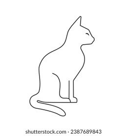 Black cat line icon silhouette. Vector cat silhouette view side for retro logos, emblems, badges, labels template vintage design element. Isolated on white background