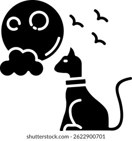 Black cat Line vector Icon Design