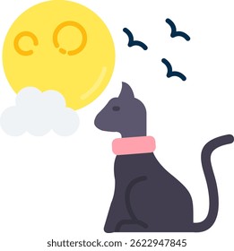 Black cat Line vector Icon Design