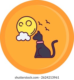 Black cat Line vector Icon Design