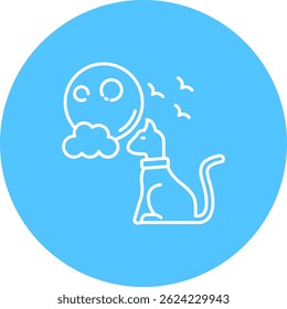 Black cat Line vector Icon Design
