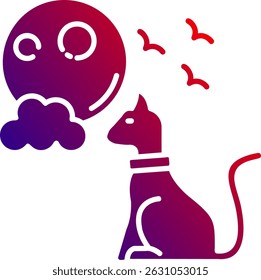Black cat Line vector Icon Design