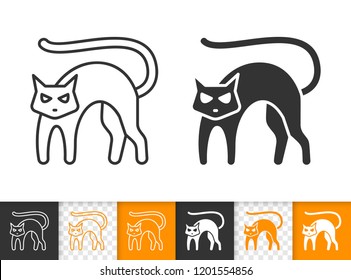 Black Cat black linear and glyph icons. Thin line sign of halloween. Dead Day outline pictogram isolated on white, transparent background. Vector Icon shape. Black Cat simple symbol closeup
