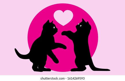 black cat for the logo or background in pink