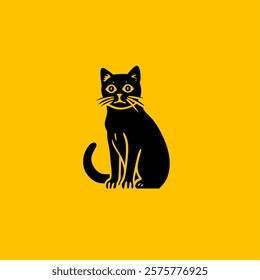 Black cat logo design simple and elegant