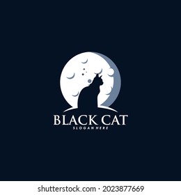 Black cat logo design vector