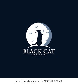 Black cat logo design vector