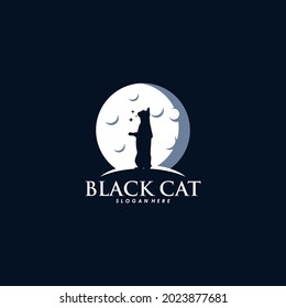 Black cat logo design vector