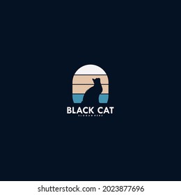 Vector de diseño del logo del gato negro