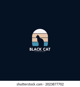 Vector de diseño del logo del gato negro