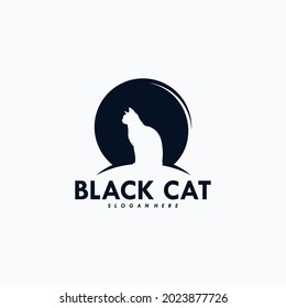 Black cat logo design vector