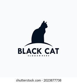 Black cat logo design vector