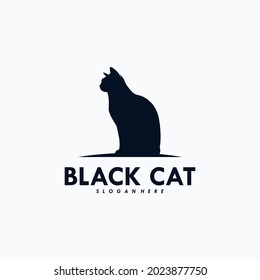 Black cat logo design vector