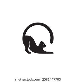 black cat logo design vector