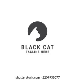 Plantilla de diseño de icono del logotipo de gato negro .luxury, vector.