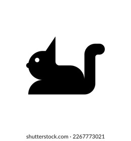 Black cat logo and icon. Vector drawing and illustration.