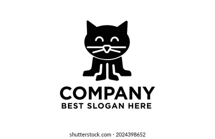 Black cat logo illustration. Vector cat icon.