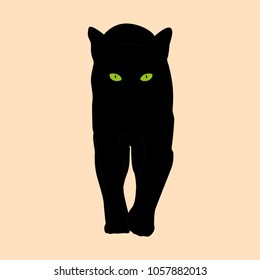 Black cat logo on the background. An isolated object. Vector illustration