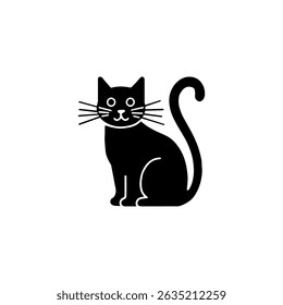 Logotipo de gato preto. Logotipo da silhueta do gato. Logotipo pictórico do gato para o negócio, empresa, selo, mascote, rótulo. Logotipo elegante do gato minimalista
