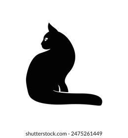 Black Cat Logo. Black silhouette of cat. Vector illustration.