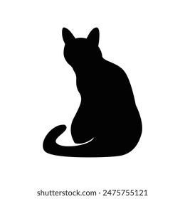 Black Cat Logo. Black silhouette of cat. Vector illustration.