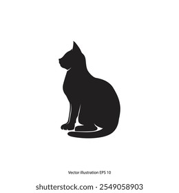 Logo del gato negro. Silueta negra del gato. Ilustración vectorial.