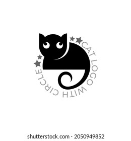 Logo de gato negro con diseño simple, logos de época